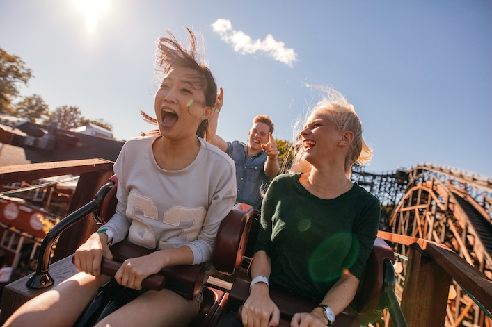 person on a rollercoaster
