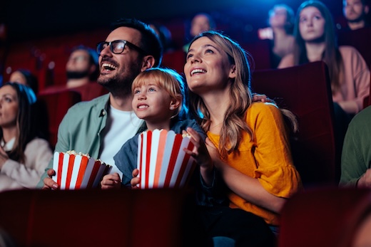 a family watching a movie